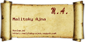 Malitsky Ajna névjegykártya